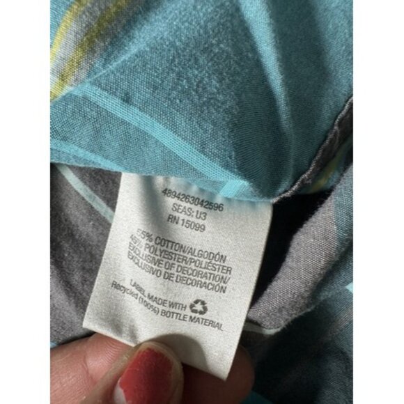 Amplify Mens Blue Gray Color Block Short Sleeve Button Down Size XL Pocket - Picture 12 of 16